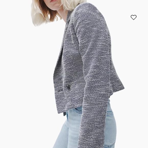 Rag & Bone Josie Italian Tweed Blazer In Blue And White - Picture 2 of 13